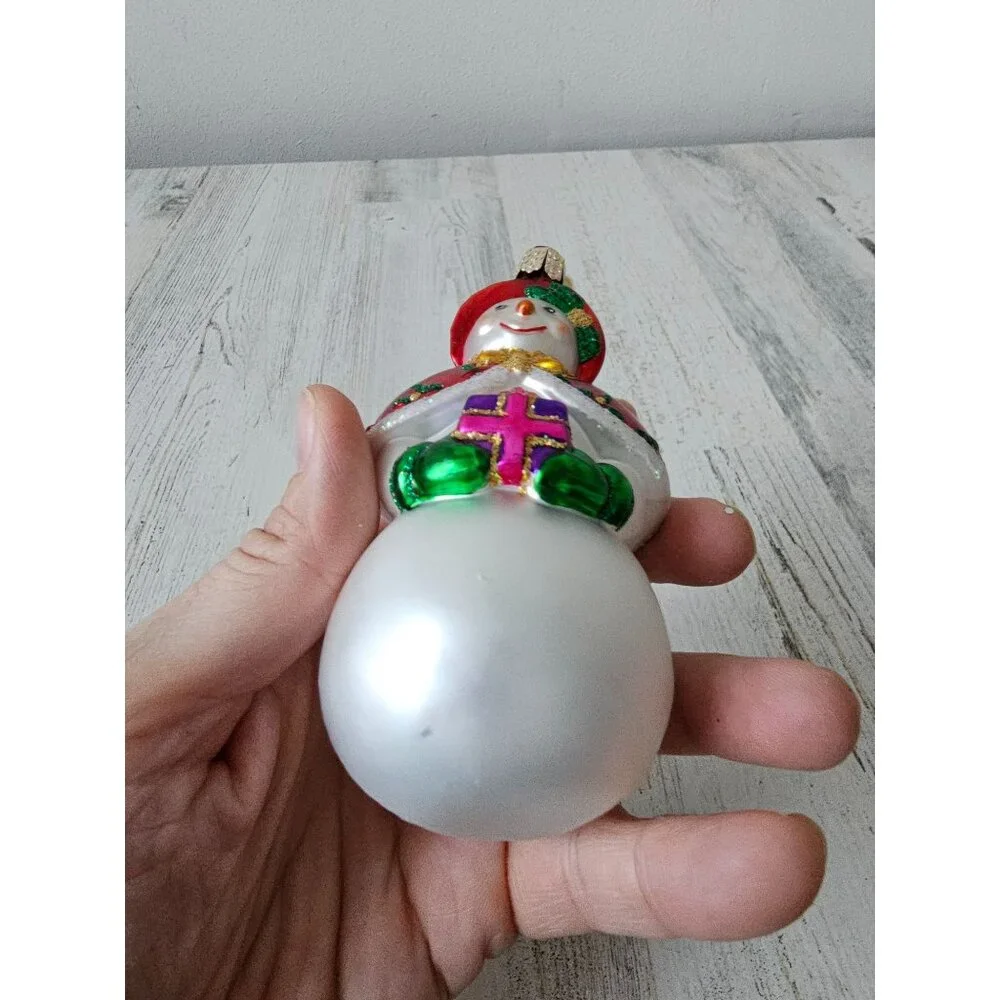 Old world OWC Mrs Claus‎ snowman glass present ornament Xmas tree